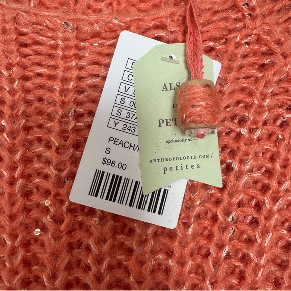 Anthropologie Knitted & knotted peach sequin sweater - Picture 7 of 8